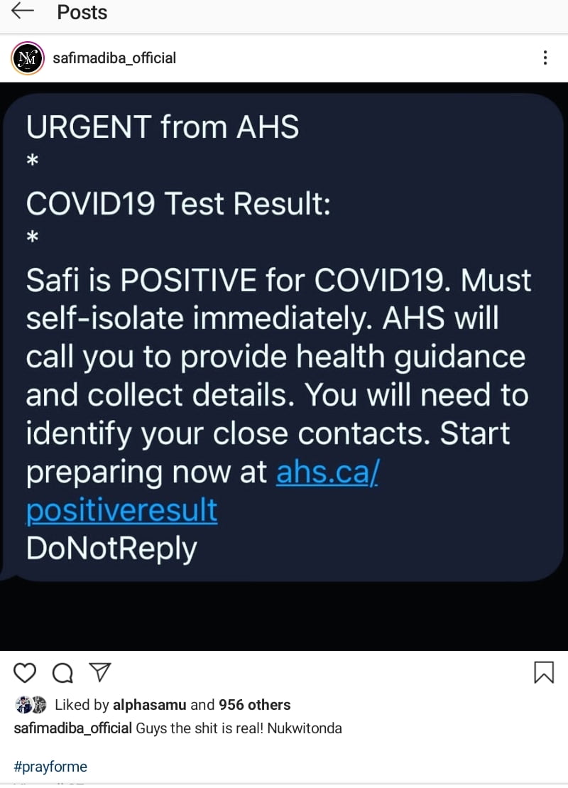 Ngubu ubutumwa bwa Safi yashyize kuri Instagram 