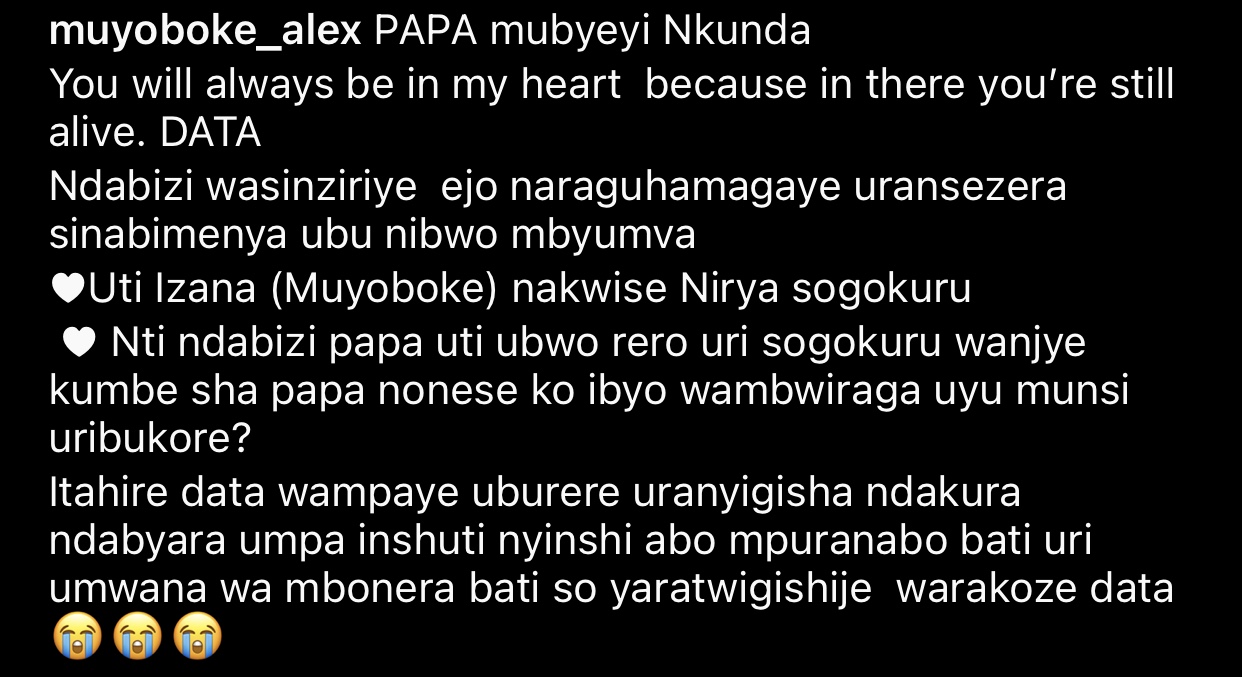 Manager Muyoboke Alex Ari Mu Gahinda Kenshi Nyuma Yo Kubura Umubyeyi We ...