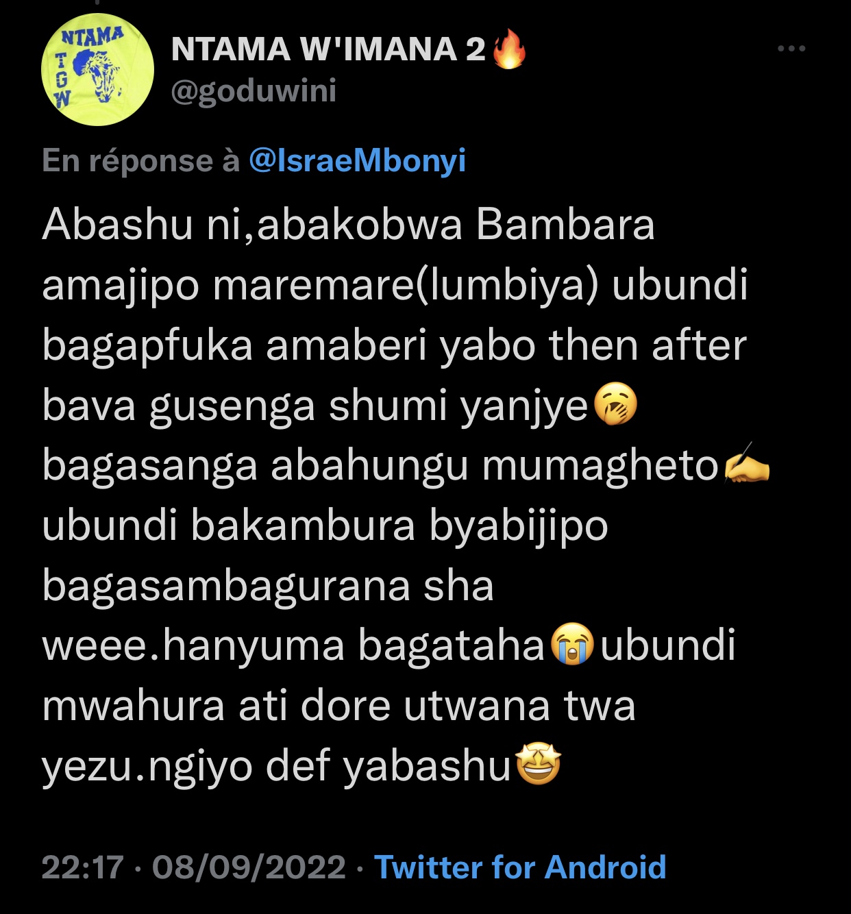 Abakoresha Twitter Basubije Israël Mbonyi Washakaga Kumenya Igisobanuro ...