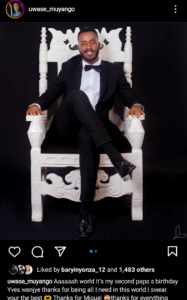 Ifoto Uwase Muyango yashyizeho yifuriza Kimenyi Vyes umunsi mukuru w'amavuko.