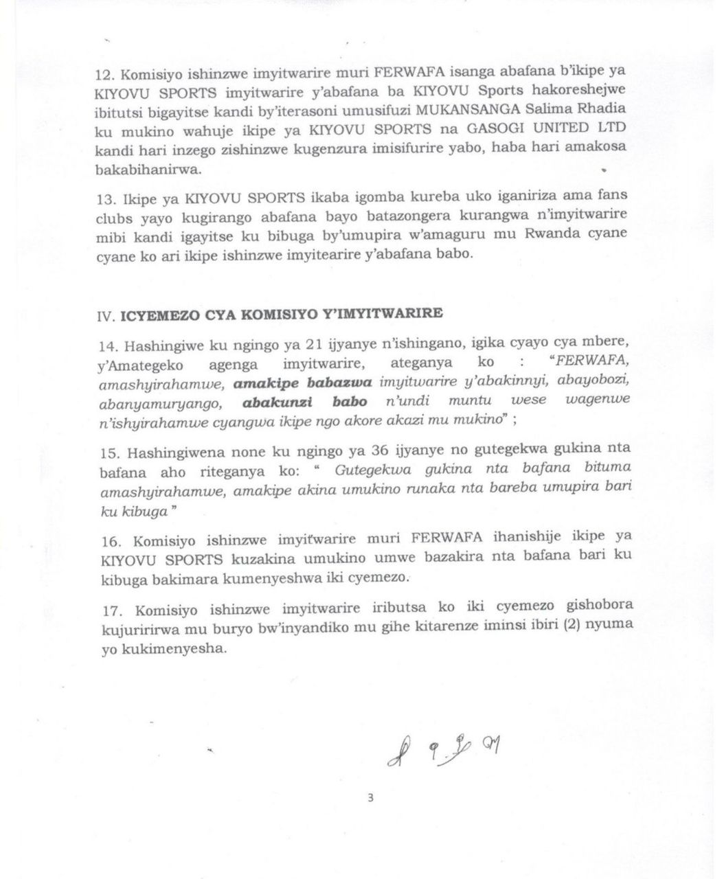 Kiyovu Sports yahanishijwe kuzakira umukino n'abafana ifite